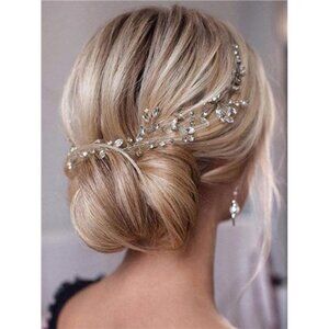 Bride Wedding Rhinestone Hair Vine Bridal Silver Hair Piece Crystal Headband